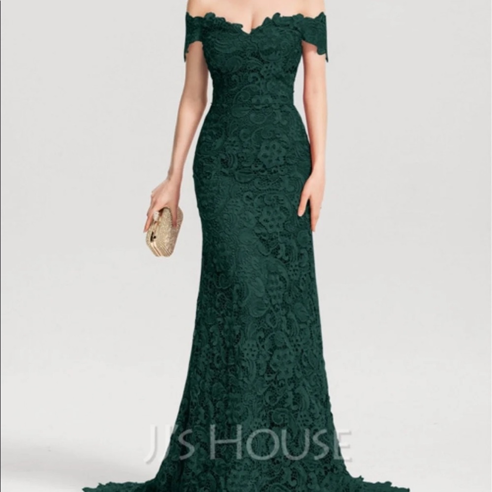 JJ's House Dark Green Lace Trumpet Mermaid Dress NWT Size 4